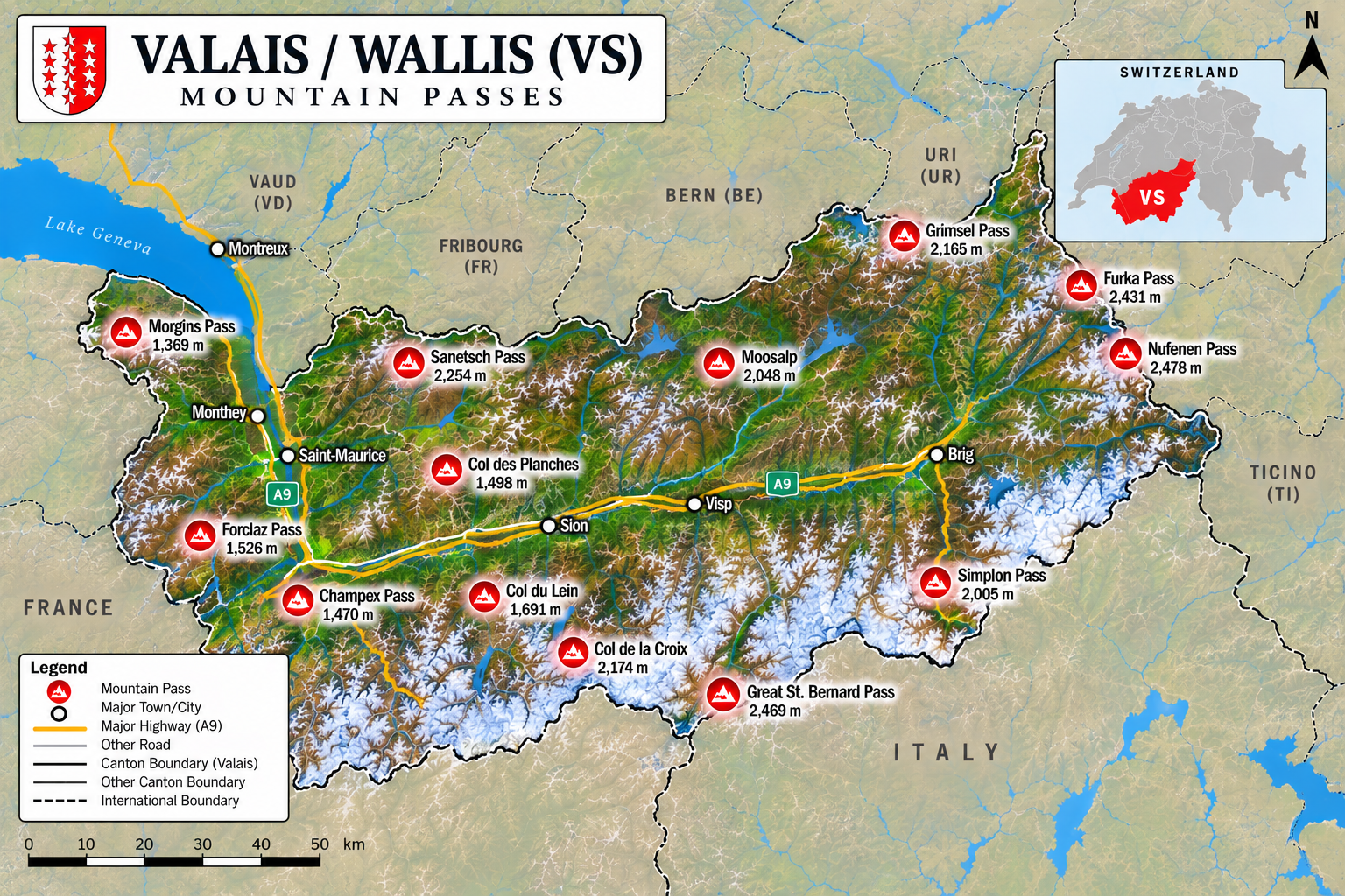 Valais / Wallis Map